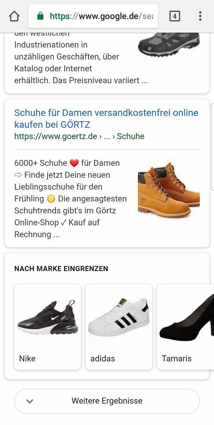 Veränderung in Mobilen Anzeigen - Google testet "mehr Ergebnisse zeigen"